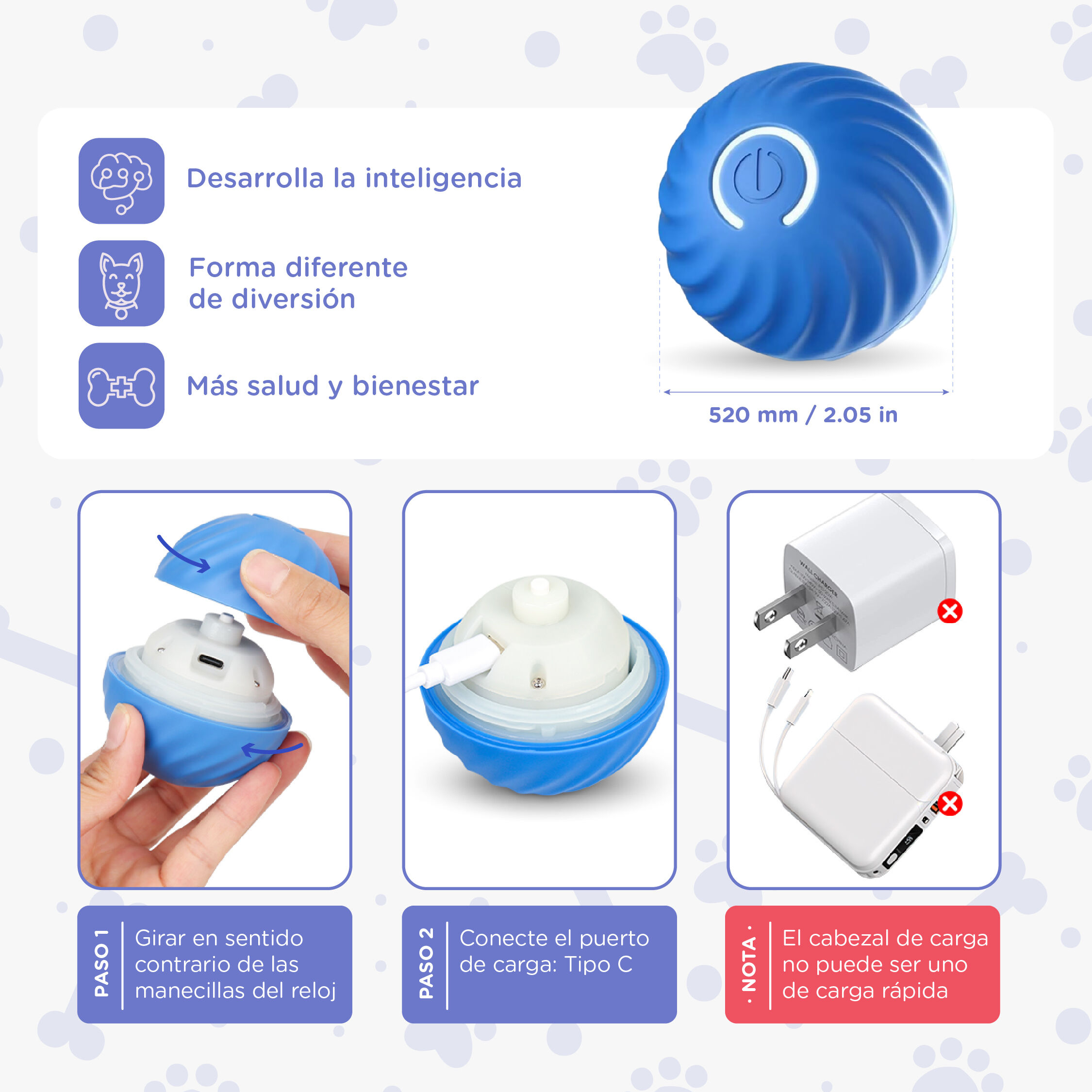 Pelota Interactiva Inteligente con Luces LED para Perros &ndash; TheKingPet, , large Imagen numero 4