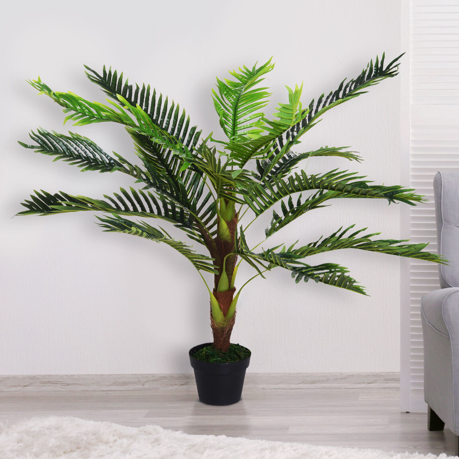 Outsunny Planta Artificial en Maceta Altura 123 cm &Aacute;rbol Artificial para Decoraci&oacute;n Hogar Oficina y Exterior Verde, , large Imagen numero 2