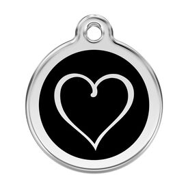 Red Dingo Placa identificativa Acero Inoxidable Esmalte Tribal Corazón Negro para perros