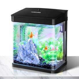 Nobleza Acuario negro de cristal con cubierta luces LED para peces