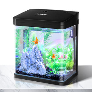 Nobleza Acuario negro de cristal con cubierta luces LED para peces