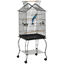 PawHut Jaula para Pájaros 50x58x145 cm Pajarera Metálica con 3 Puertas 2 Comederos 3 Perchas Bandeja Extraíble Estante Abierto y 4 Ruedas para Canarios Periquitos Negro, , large indicador imagen numero 1
