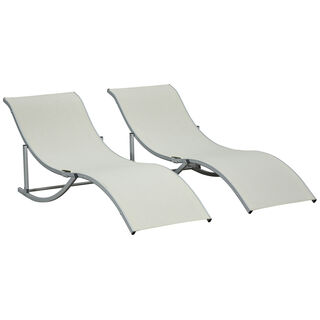 Outsunny Tumbonas Plegables En Forma De S Beige