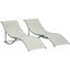 Outsunny 2 Tumbonas Plegables en Forma de S Ergonómica con Marco de Aluminio Texteline para Piscina Patio Jardín Terraza 165x61x63 cm Beige, , large indicador imagen numero 1