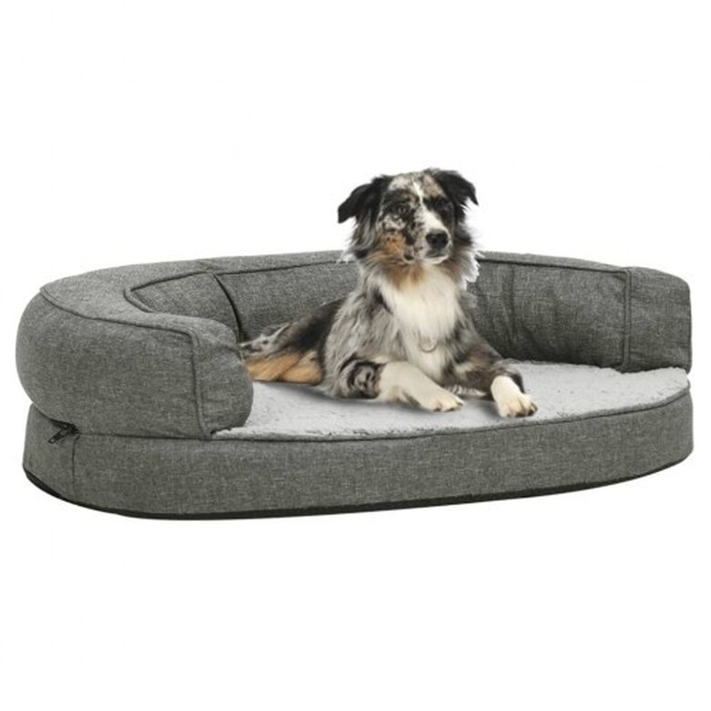 Vidaxl sofá acolchado ovalado con cojín gris para perros, , large image number null