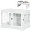 PawHut Conjunto para Mascotas Juego de Jaula para Perros de Madera con 2 Puertas y Comedero Elevado para Perros con 2 Cuencos Extraíbles de Acero 76x54,5x56 cm 44x24x15 cm Blanco, , large indicador imagen numero 1