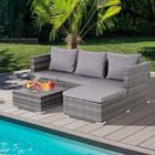 Chaise Longue y mesa para jardín Outsunny color Ratán, , large image number null