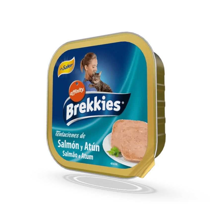 100 g Brekkies Salm&oacute;n y At&uacute;n en Pat&eacute; tarrina para gatos, , large Imagen numero 1