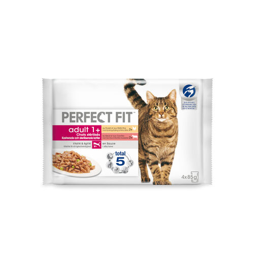 Perfect Fit Adult Sterelized Pollo y Ternera sobre en salsa para gatos, , large image number null