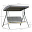 Outsunny Columpio Balancín Jardín de 3 Plazas con Techo Parasol Ajustable Respaldo Transpirable y Marco de Acero para Terraza Balcón Exterior 175x118x159 cm Gris, , large indicador imagen numero 3