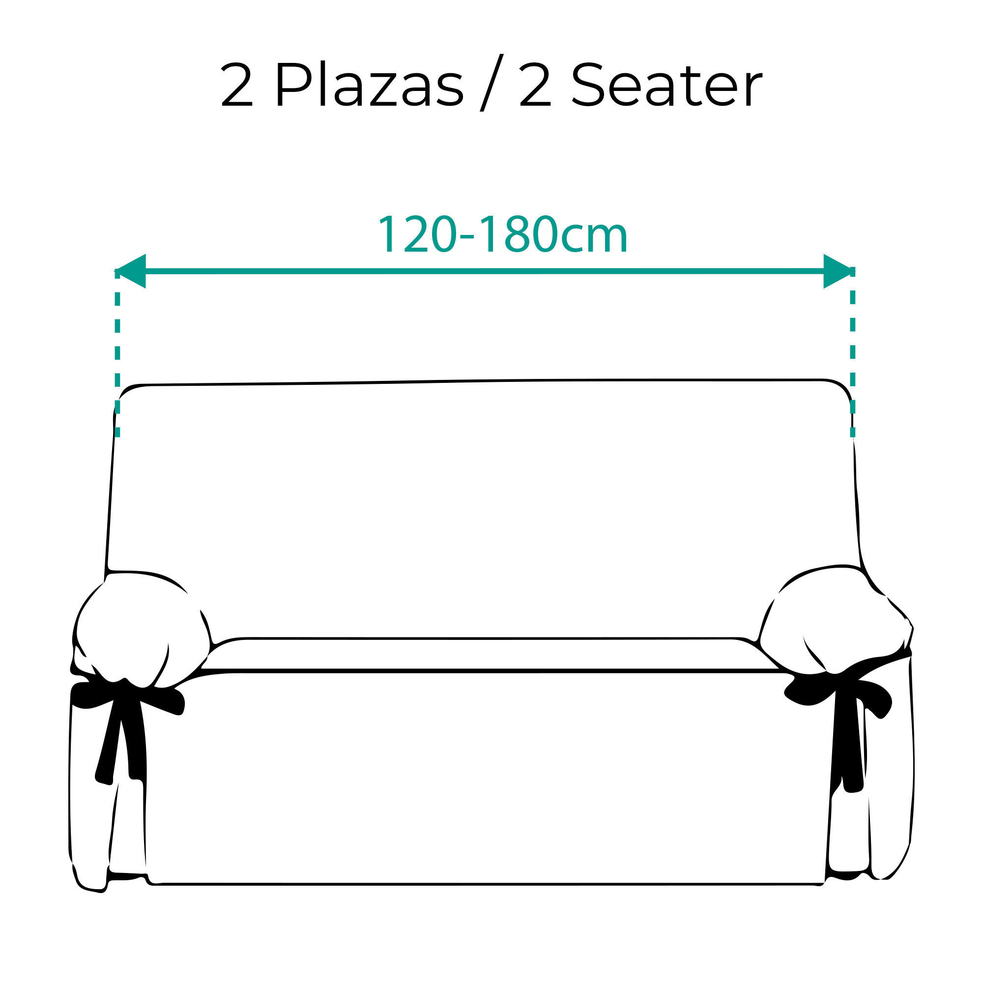 Protector Funda Sofa 2 Plazas con lazos. Color Verde. 2 plazas (120 - 180 cm), , large Imagen numero 4