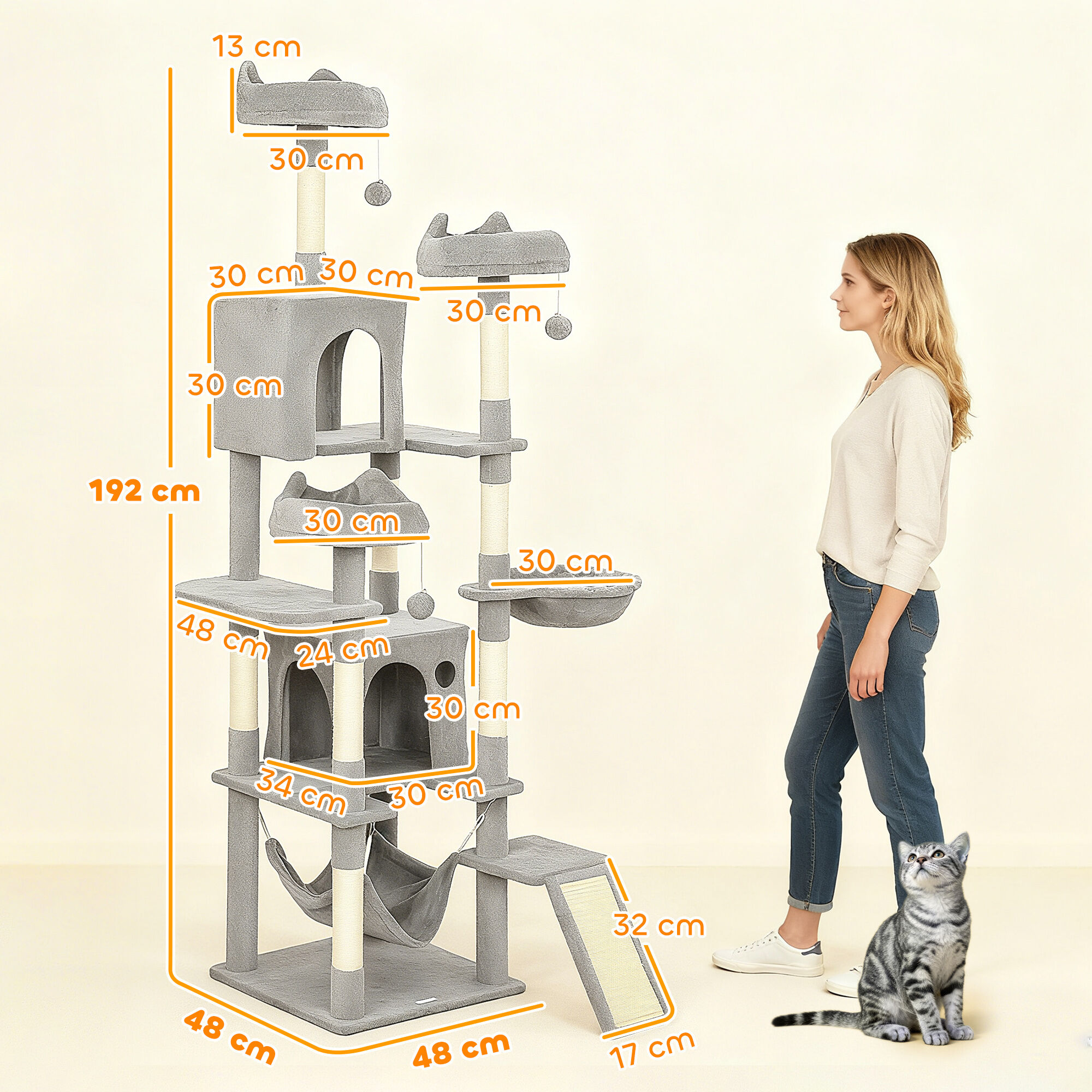 PawHut &Aacute;rbol para Gato Gris Claro, , large Imagen numero 3