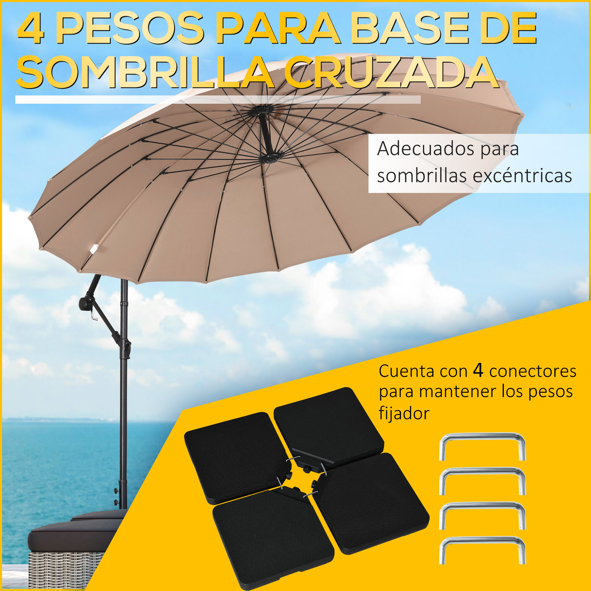 Outsunny Base de Sombrilla Negro, , large Imagen numero 4