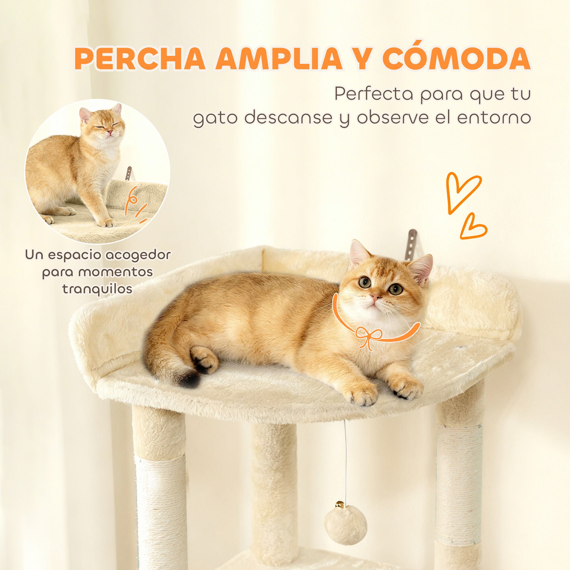 PawHut &Aacute;rbol para Gatos Beige, , large Imagen numero 5