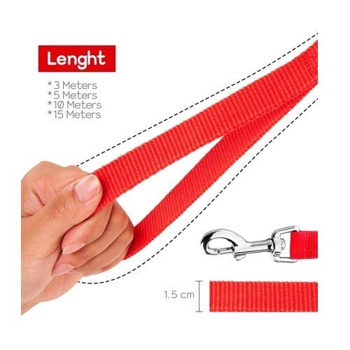 Edipets correa de adiestramiento larga de naylon roja para perros thumbnail