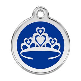 Red Dingo Placa identificativa Acero Inoxidable Esmalte Corona Azul para perros