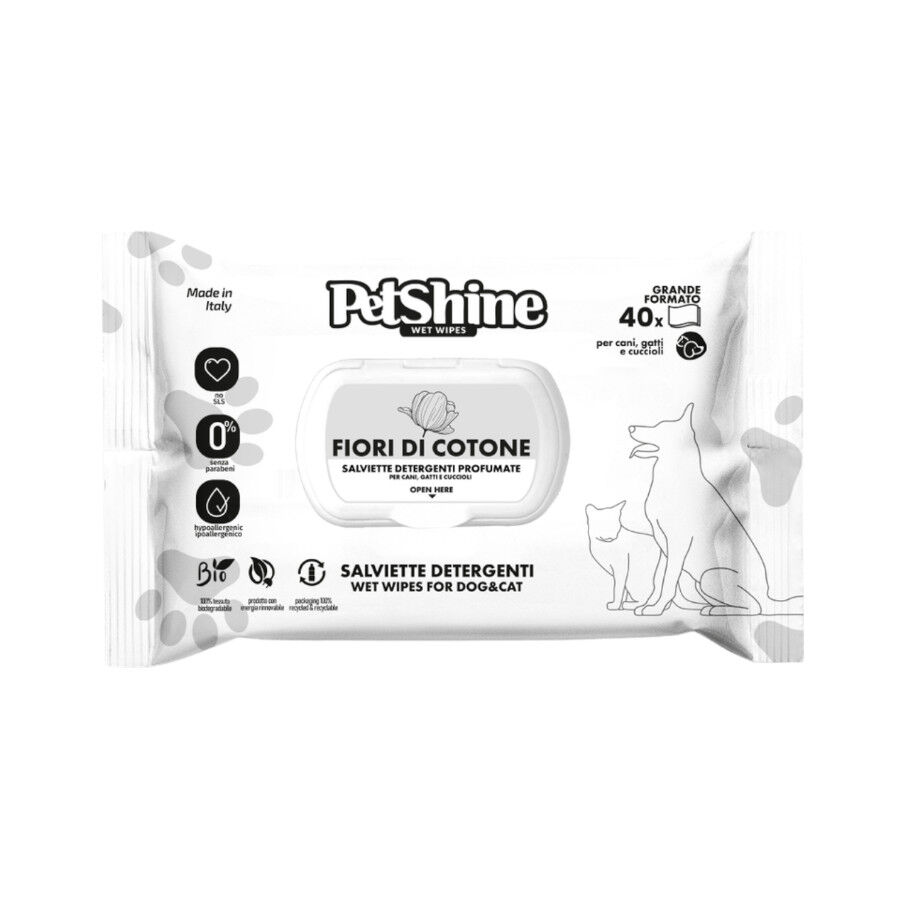 Petshine Toallitas h&uacute;medas Flor de algod&oacute;n para perros y gatos, , large Imagen numero 1