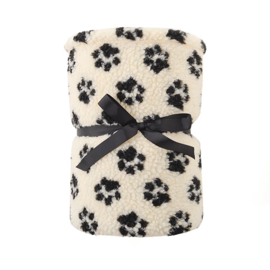 Leeby Manta de Lana con Estampado de Huellas para perros, , large Imagen numero 2