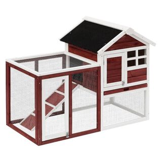 PawHut conejera de madera exterior de 2 niveles