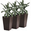 Outsunny Conjunto de 3 Macetas Cuadradas para Plantas Flores 3 Maceteros con Efecto de Símil Ratán para Jardín Terraza Interior y Exterior 36,5x36,5x61 cm Marrón, , large indicador imagen numero 1