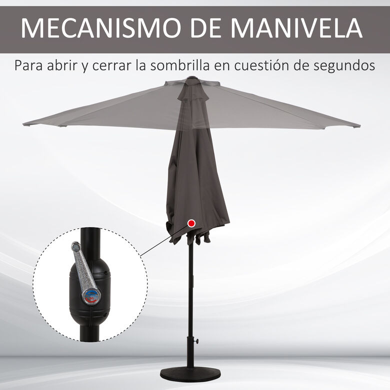 Outsunny Sombrilla Parasol De Jardín Con Manivela Y Forma Semicircular Para Exterior Gris thumbnail