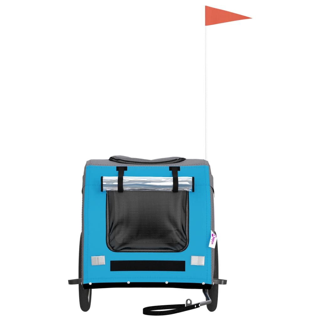 vidaXL Remolque de bicicleta para perros hierro tela Oxford azul gris, , large Imagen numero 3