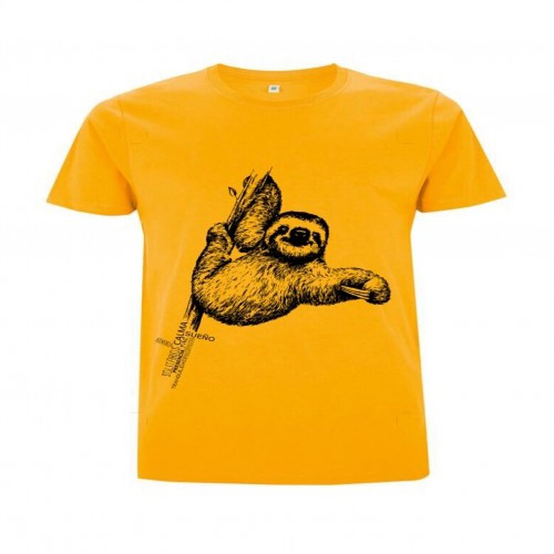 Animal totem camiseta manga corta algodón perezoso amarillo para hombres, , large image number null