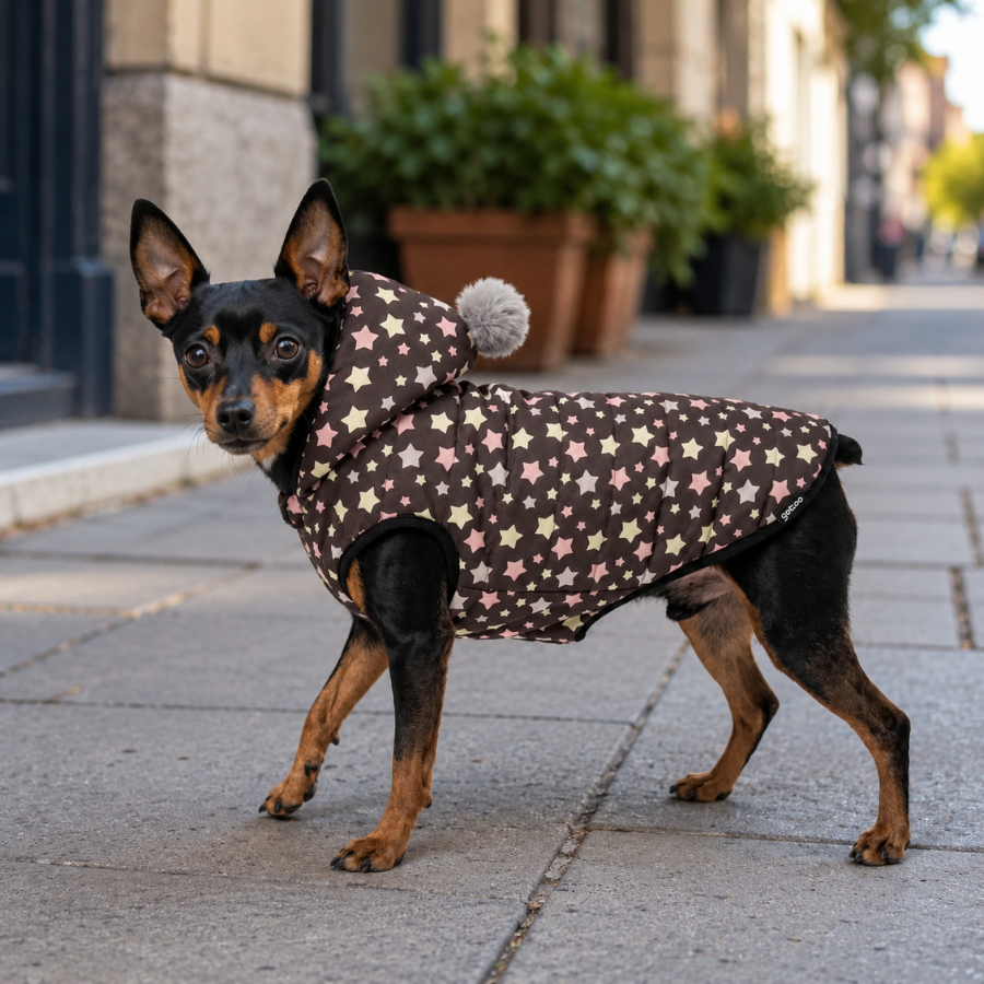 Gotoo Abrigo Estrellas con Capucha y Pomp&oacute;n para perros, , large Imagen numero 1