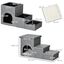 PawHut Escalera para Perros Escalera Rampa para Mascotas de 3 Peldaños con Tapas 3 Cajas de Almacenamiento Cueva y Cojín Lavable para Cama Sofá 73,5x33x40,5 cm Gris, , large indicador imagen numero 3
