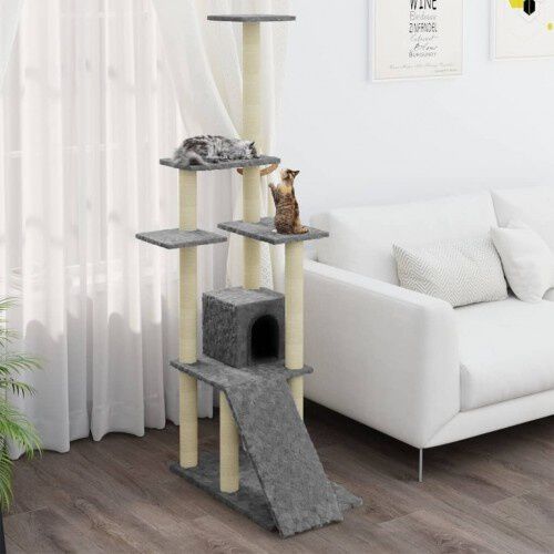 Vidaxl rascador con casa 5 plantas gris claro para gatos thumbnail