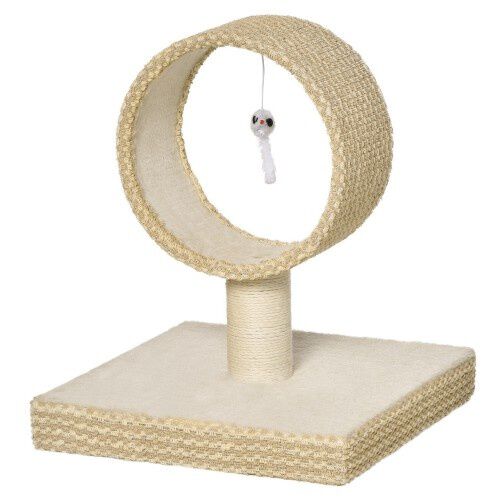 Pawhut rascador circular beige para gatos, , large Imagen numero 1