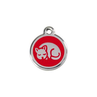 Red Dingo Placa identificativa Acero Inoxidable Esmalte Gatito Rojo para gatos