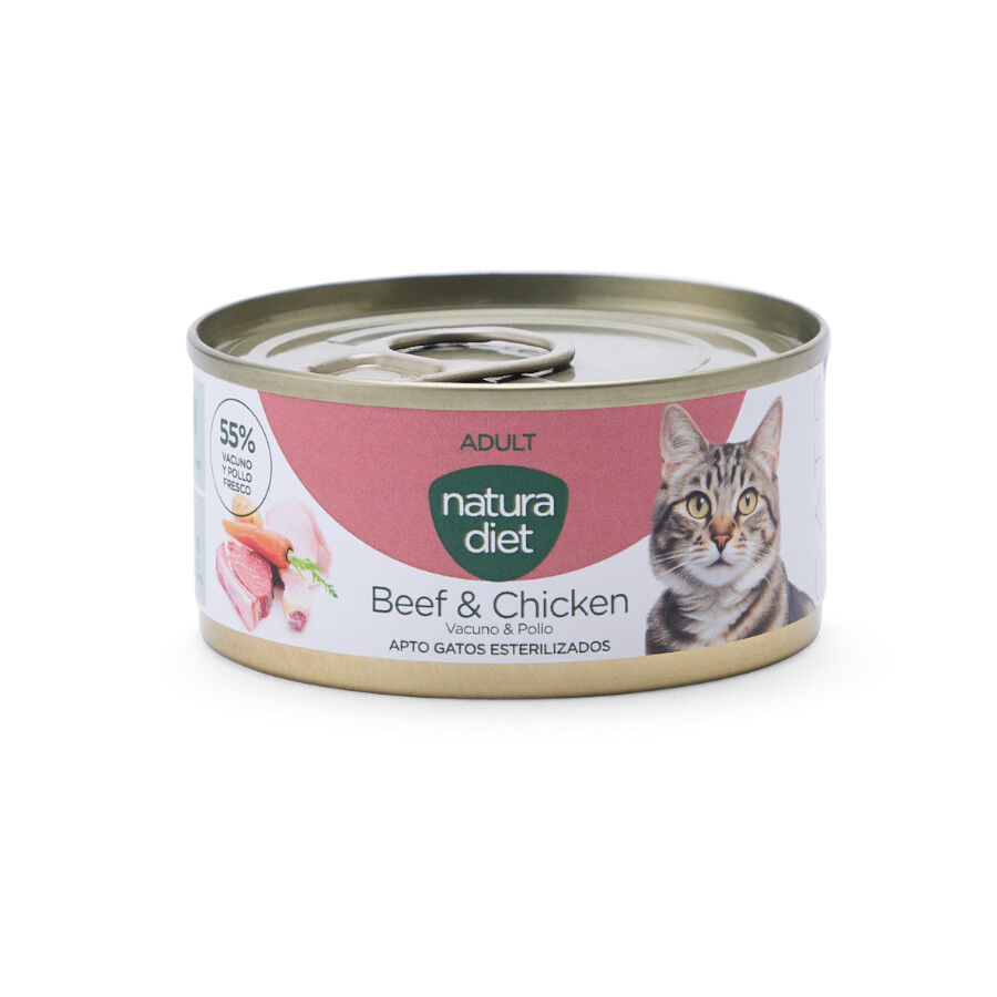 85 g Natura Diet Adult Vacuno y Pollo lata para gatos, , large Imagen numero 1