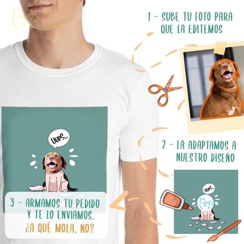 Mascochula camiseta hombre melasuda personalizada con tu macota blanco, , large image number null