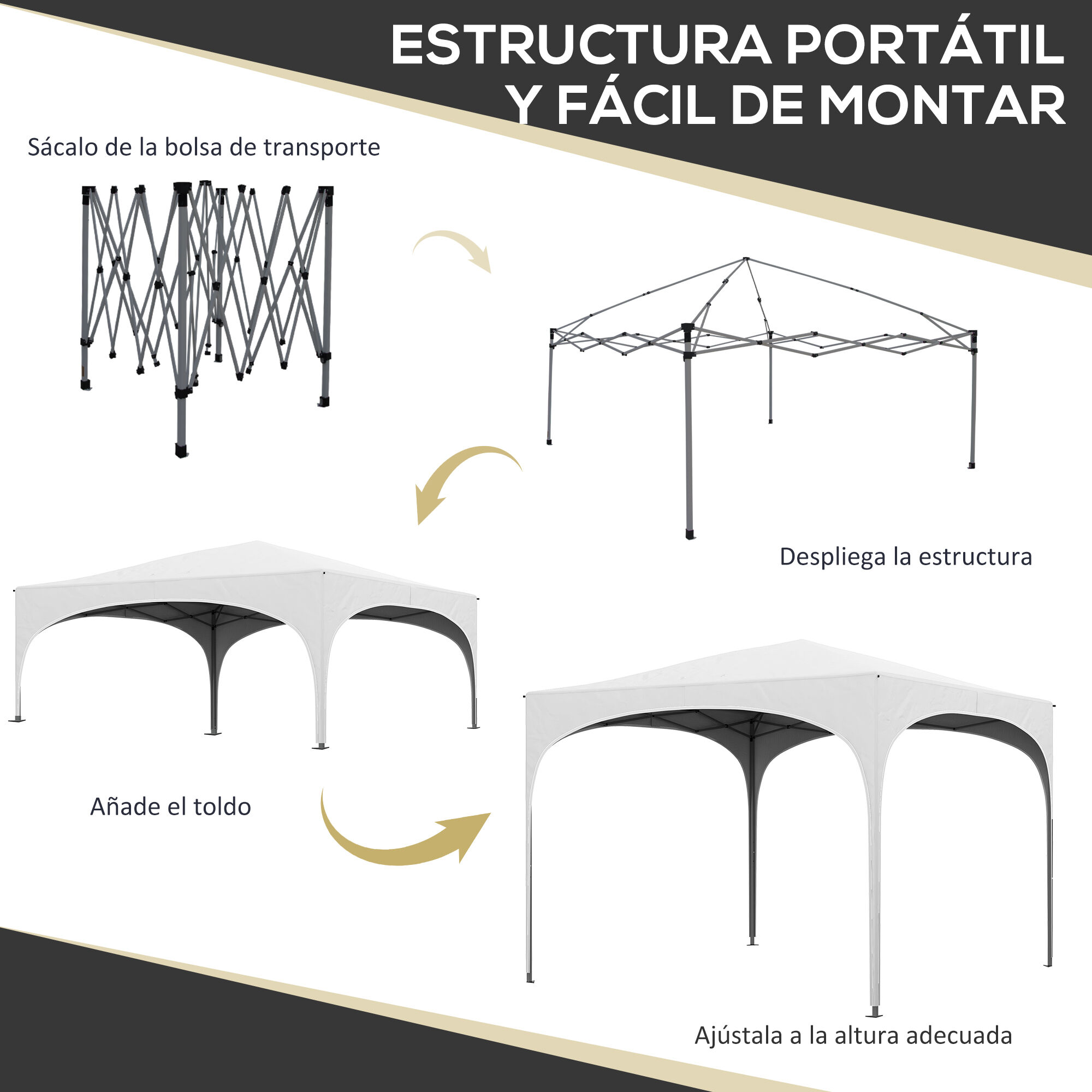 Outsunny Carpa Plegable Blanco, , large Imagen numero 4