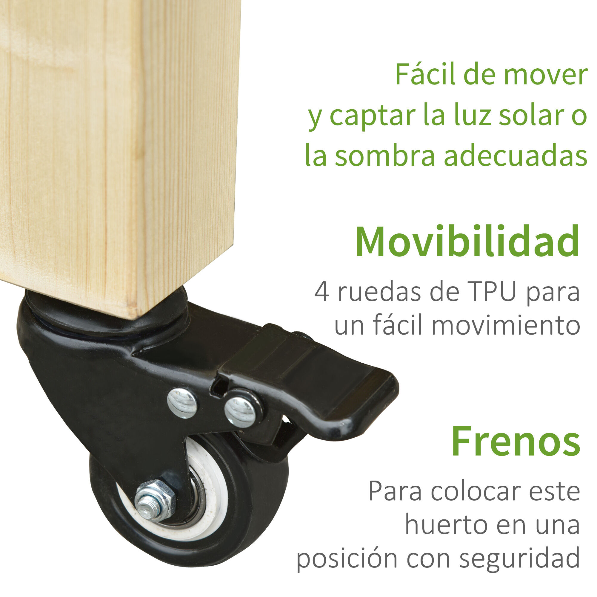 Outsunny Huerto Urbano Mesa de Cultivo 118x55x83 cm Elevado de Madera con Estante Tela Geotextil Ruedas con Frenos Port&aacute;til para Cultivo en Jard&iacute;n Terraza Color Natural, , large Imagen numero 5