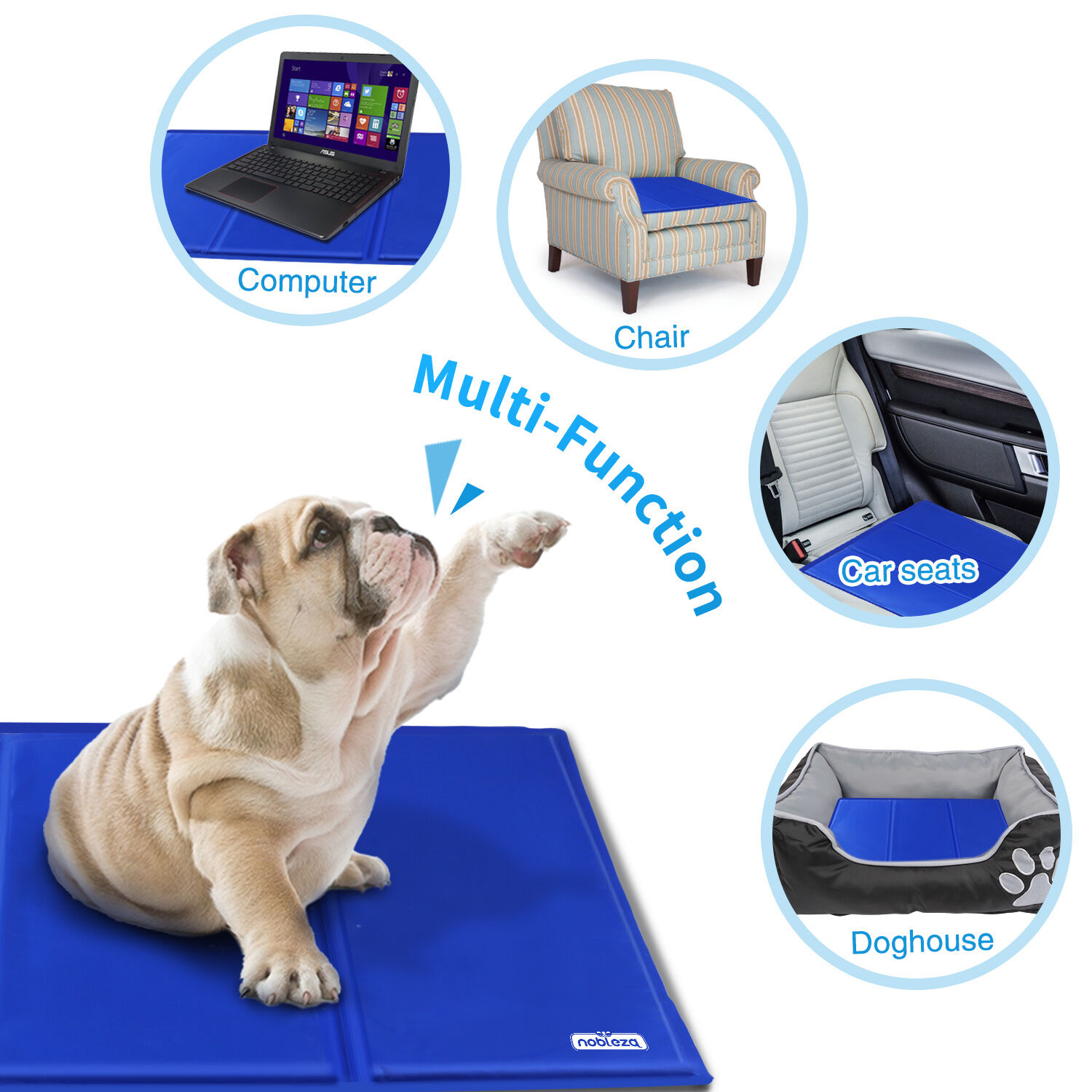 Nobleza - Alfombrilla refrescante para mascotas grandes. Auto refrigerante No t&oacute;xico. Ideal para para perros, gatos en verano. 50*40 cm, color azul, S, , large Imagen numero 8