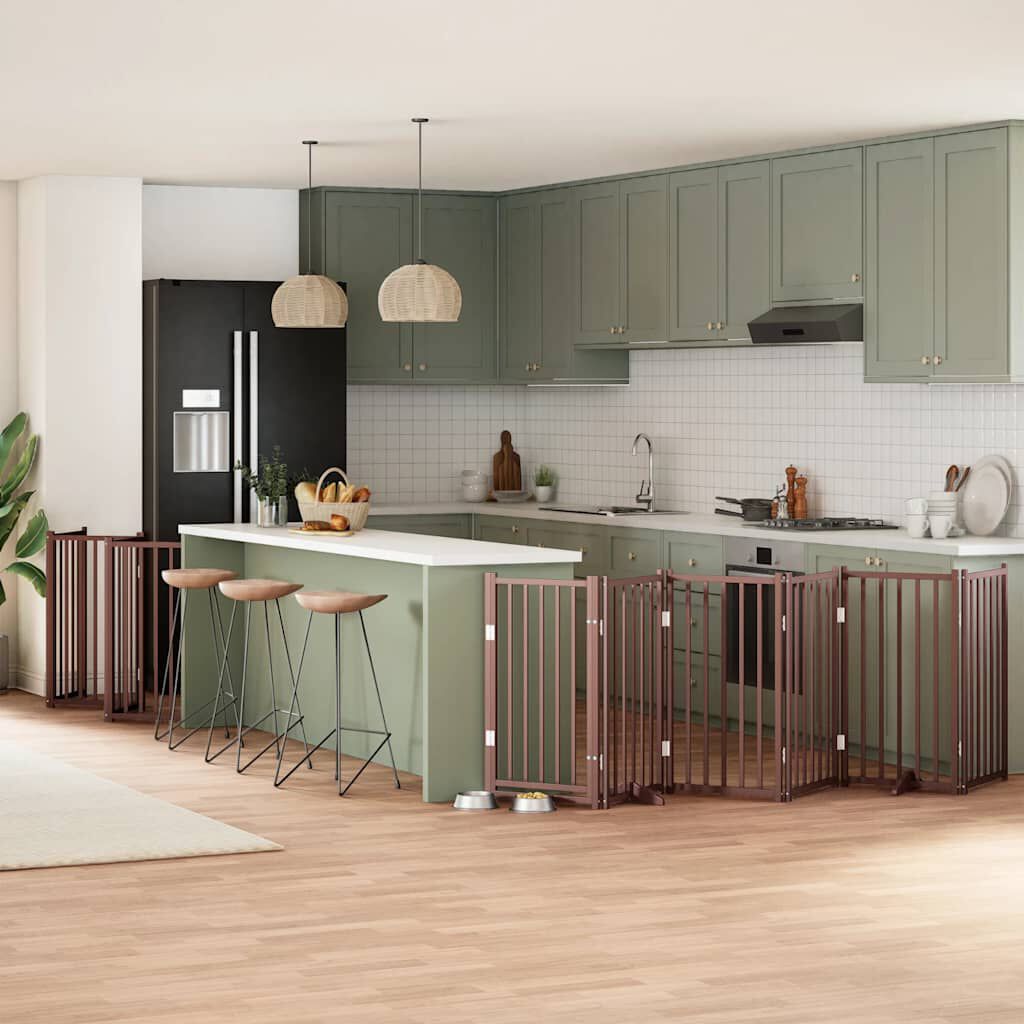 vidaXL Puerta para Perros Plegable Paneles Puerta de Seguridad Madera de &Aacute;lamo, , large Imagen numero 2