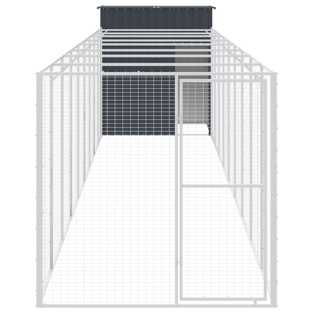 vidaXL Caseta de perros con corral acero galvanizado 165x455x181 cm, , large Imagen numero 6