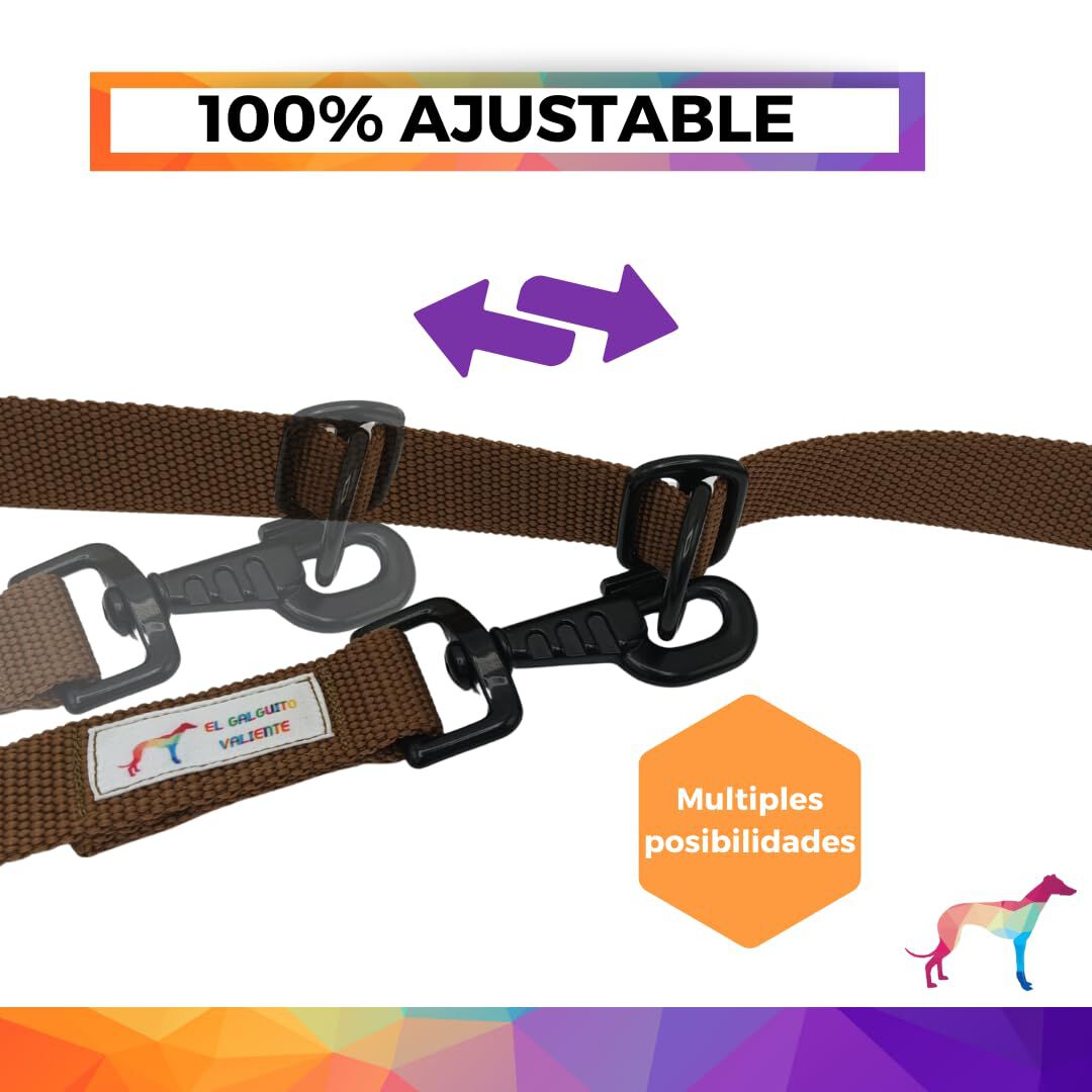 EGV - Correa multiposicion perro con doble asa de neopreno. Correa perro manos libres de 2,50 metros de longitud. (Marr&oacute;n), , large Imagen numero 3