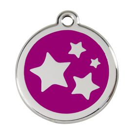 Red Dingo Placa identificativa Acero Inoxidable Esmalte Estrella Morado para perros