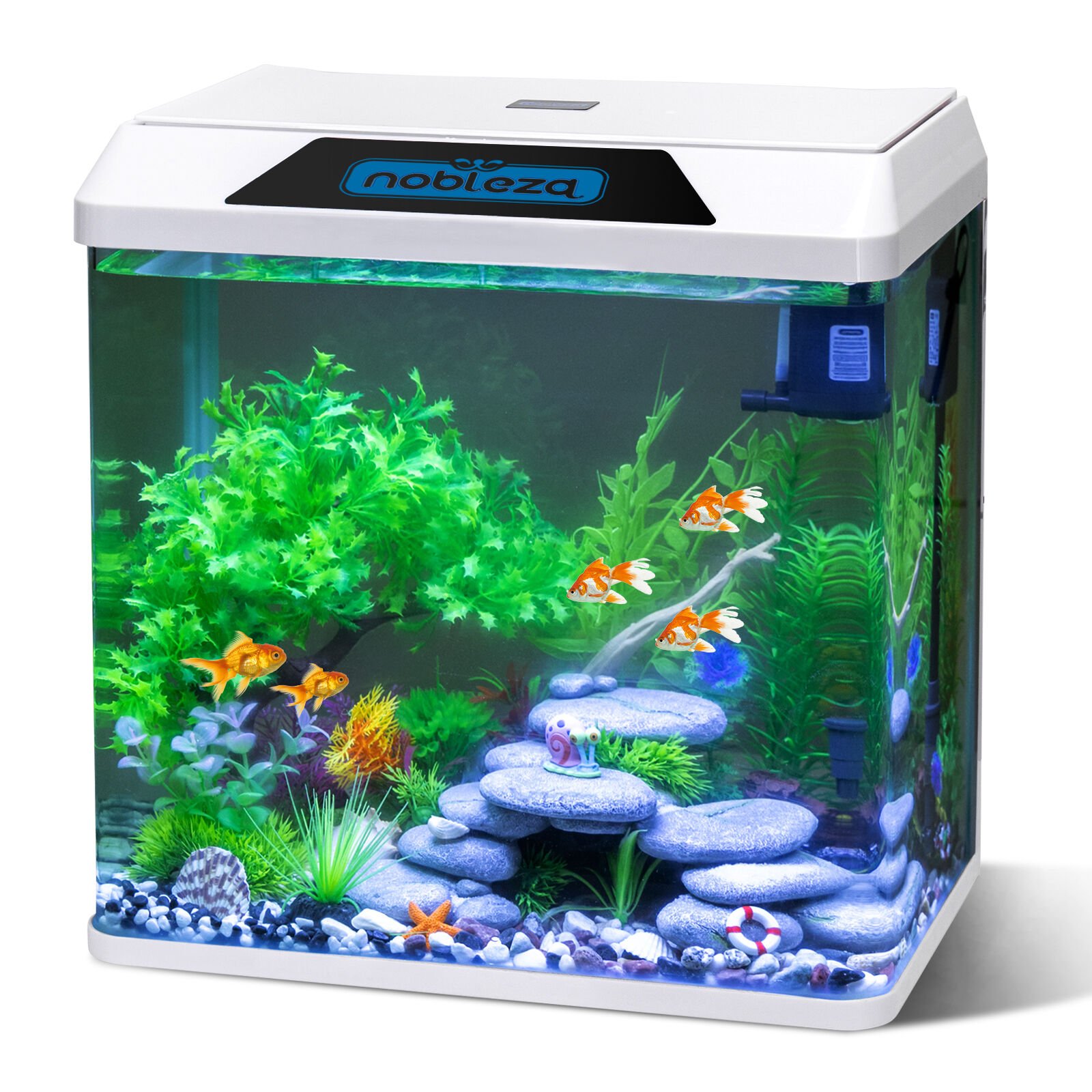 Nobleza Acuario blanco con iluminación para peces