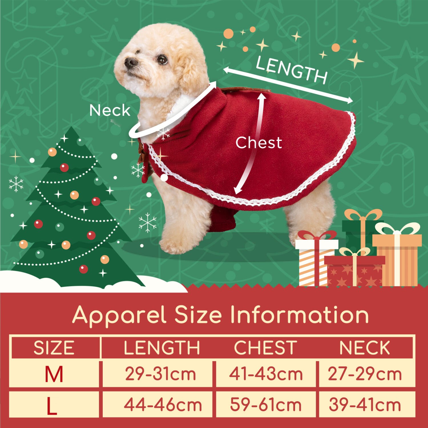 Nobleza-Ropa Navide&ntilde;a para Perro,Traje De Navidad Perro,Capa y Sombrero de Navidad para Perro Lindo Traje,Adecuado para Navidad, Fiesta, Cumplea&ntilde;os.L-45CM, , large Imagen numero 2