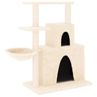 VidaXL Rascador Crema con postes de sisal y cueva para gatos
