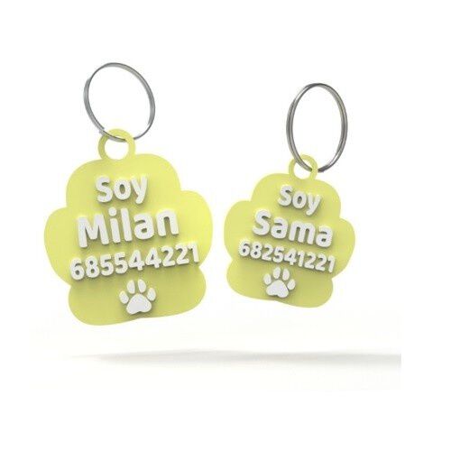 Seron chapa identificativa con nombre amarilla para mascotas, , large Imagen numero 1