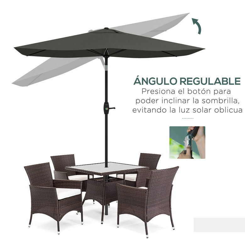 Outsunny Sombrilla De Jardín Gris Oscuro thumbnail