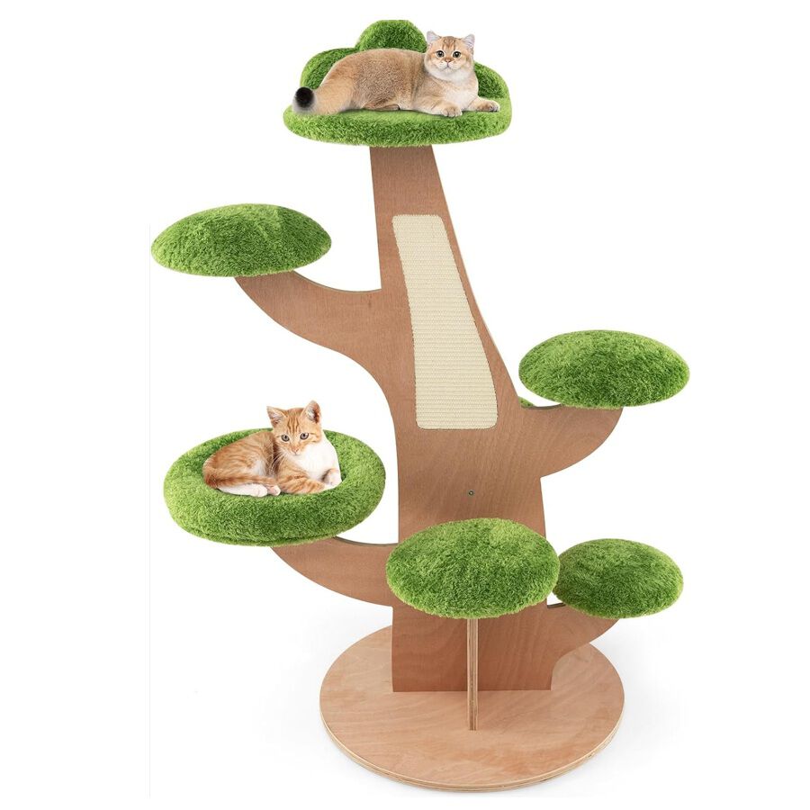 COSTWAY &Aacute;rbol para Gatos Altura 128 cm, Torre para Gatos con Tabla Rascadora, Perca Superior de Felpa, Plataformas de Salto, Centro De Actividades Multifuncional para Gatitos, , large Imagen numero 1