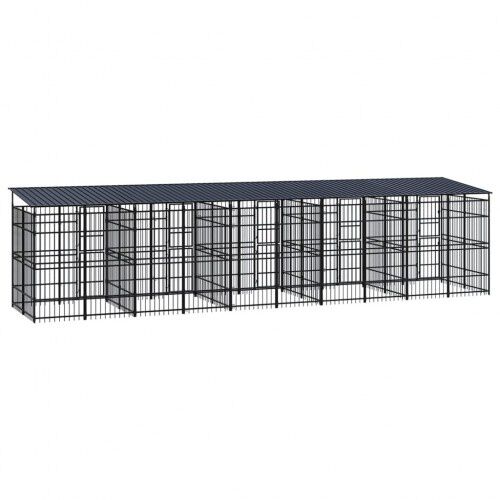 Vidaxl perrera con puerta de bisagras para perros, , large Imagen numero 11