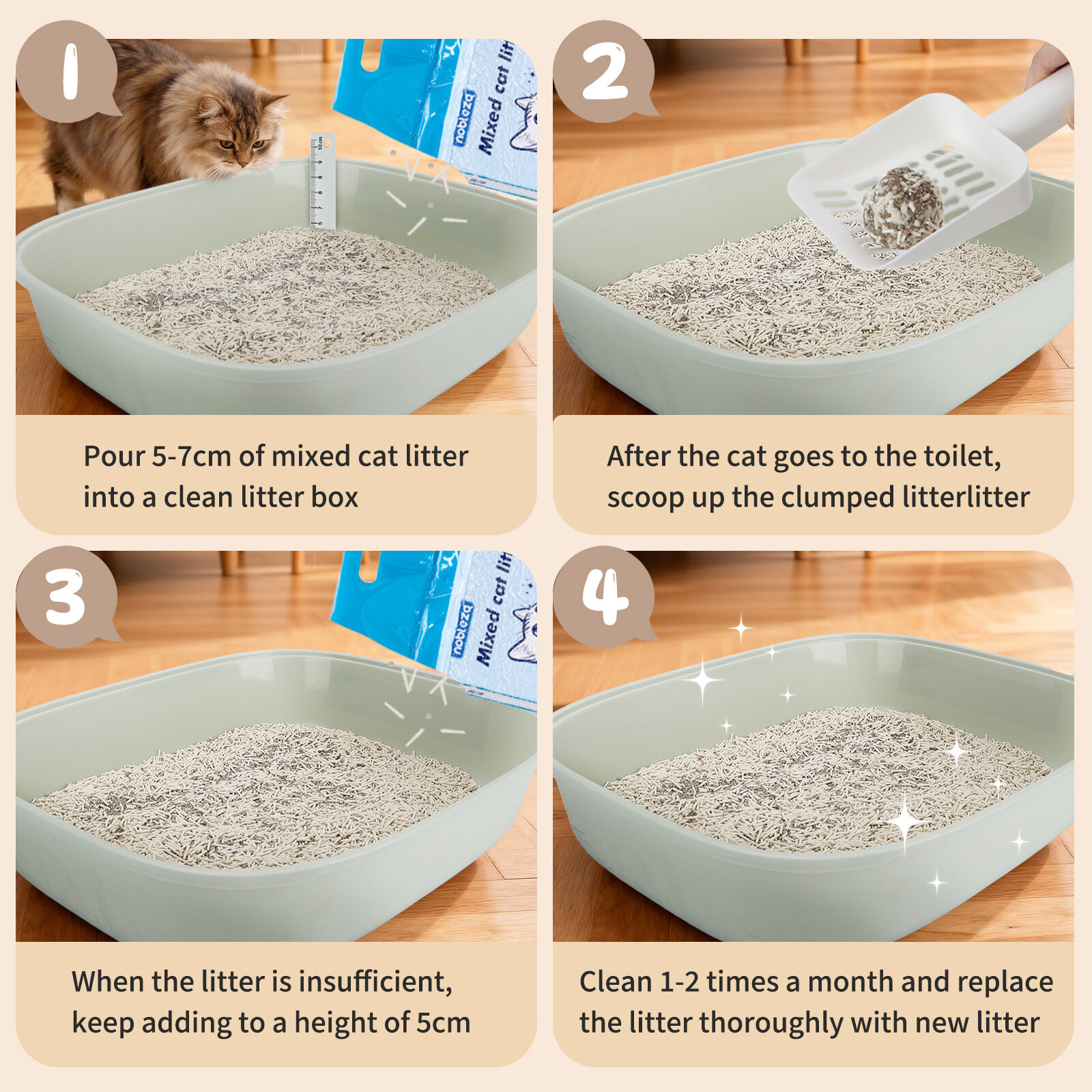 Nobleza - Arena de Tofu para Gatos 10kg (4x2.5kg) - Aglomerante Natural, Sin Polvo, Control de Olores y Desechable en el Inodoro thumbnail