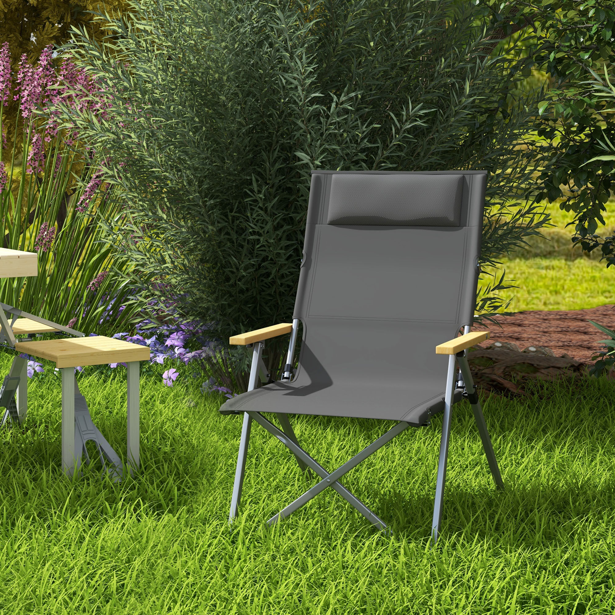 Outsunny Silla de Camping Gris, , large Imagen numero 2